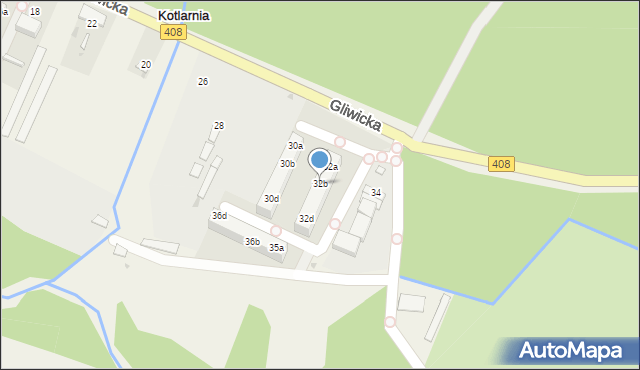 Kotlarnia, Gliwicka, 32b, mapa Kotlarnia