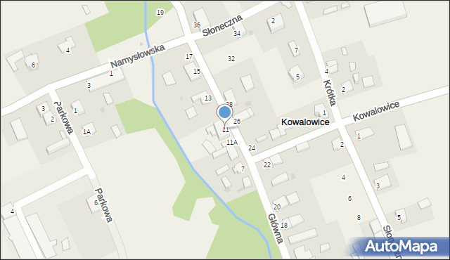 Kowalowice, Główna, 11, mapa Kowalowice