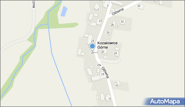 Kozakowice Górne, Główna, 17, mapa Kozakowice Górne