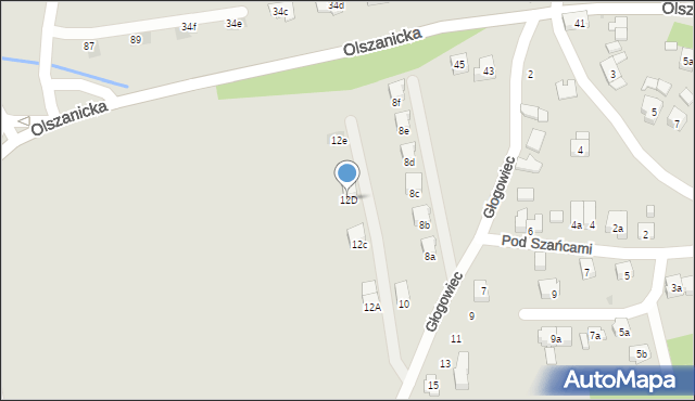 Kraków, Głogowiec, 12D, mapa Krakowa