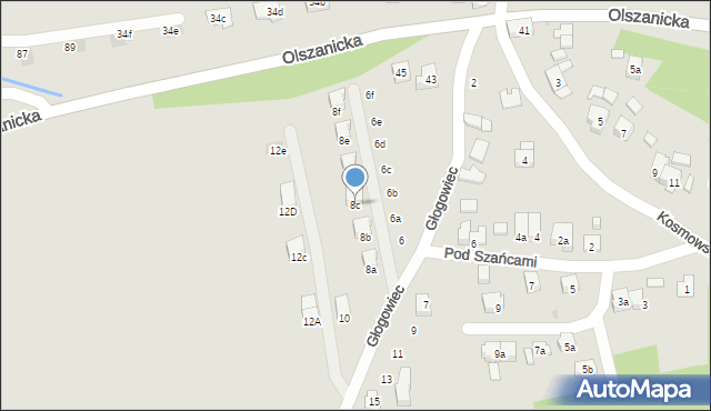 Kraków, Głogowiec, 8c, mapa Krakowa