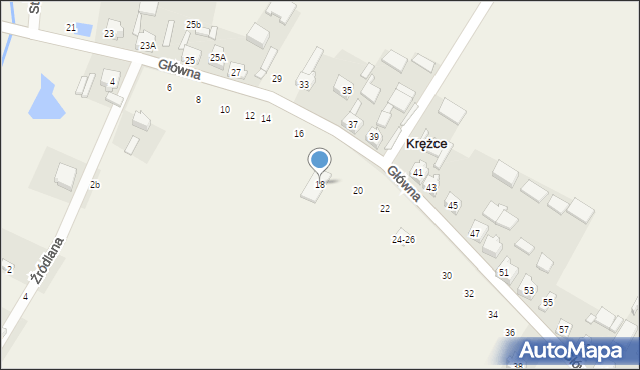 Krężce, Główna, 18, mapa Krężce