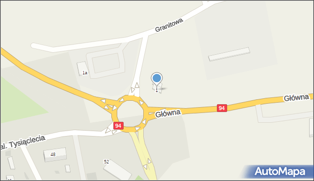 Kruszyn, Główna, 1, mapa Kruszyn