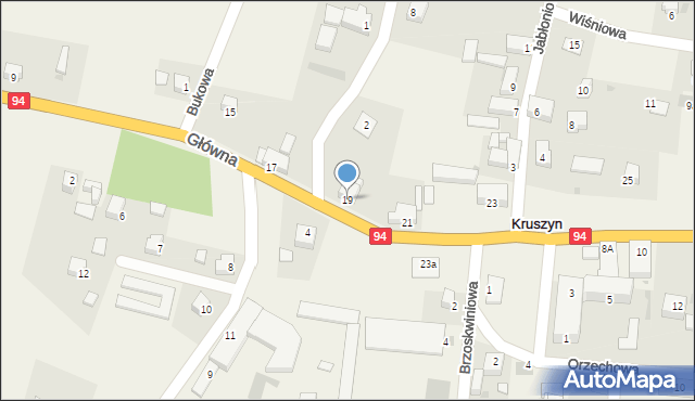 Kruszyn, Główna, 19, mapa Kruszyn