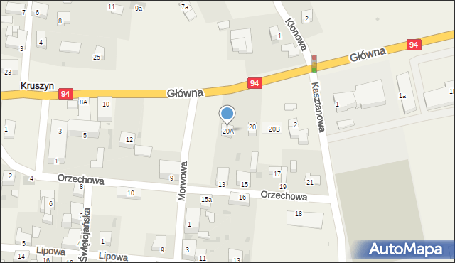 Kruszyn, Główna, 20A, mapa Kruszyn