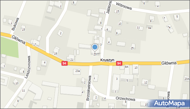 Kruszyn, Główna, 23, mapa Kruszyn