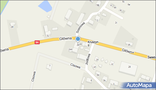 Kruszyn, Główna, 24, mapa Kruszyn