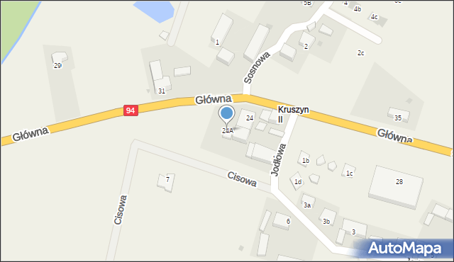 Kruszyn, Główna, 24A, mapa Kruszyn