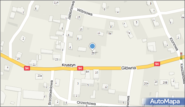 Kruszyn, Główna, 25, mapa Kruszyn