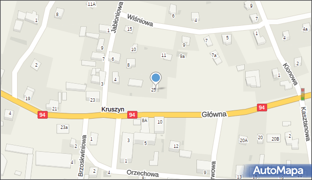 Kruszyn, Główna, 27, mapa Kruszyn