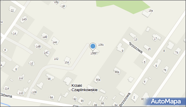 Krzaki Czaplinkowskie, Główna, 106b, mapa Krzaki Czaplinkowskie