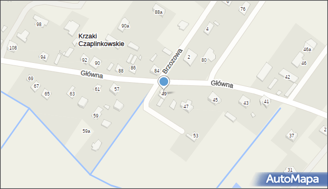 Krzaki Czaplinkowskie, Główna, 49, mapa Krzaki Czaplinkowskie