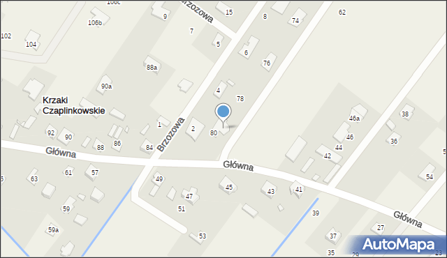 Krzaki Czaplinkowskie, Główna, 80C, mapa Krzaki Czaplinkowskie