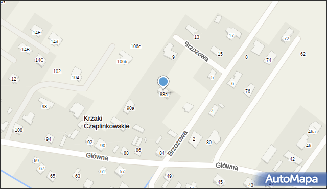 Krzaki Czaplinkowskie, Główna, 88a, mapa Krzaki Czaplinkowskie