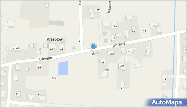 Krzeptów, Główna, 16, mapa Krzeptów