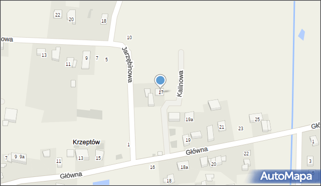 Krzeptów, Główna, 17, mapa Krzeptów