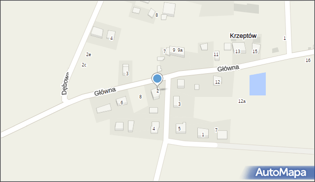 Krzeptów, Główna, 2, mapa Krzeptów