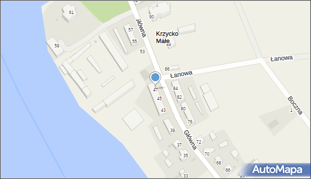 Krzycko Małe, Główna, 47, mapa Krzycko Małe