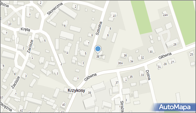 Krzykosy, Główna, 38, mapa Krzykosy