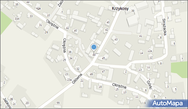 Krzykosy, Główna, 44, mapa Krzykosy