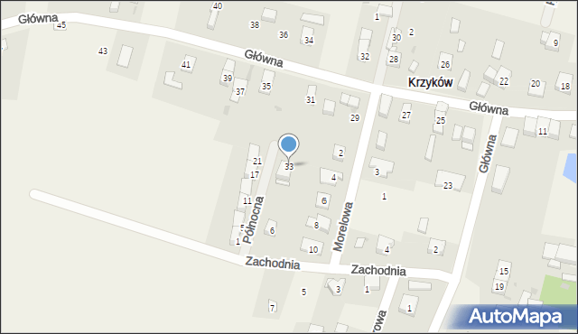 Krzyków, Główna, 33, mapa Krzyków