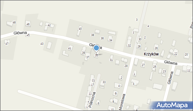 Krzyków, Główna, 35, mapa Krzyków