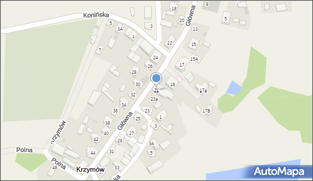 Krzymów, Główna, 21, mapa Krzymów