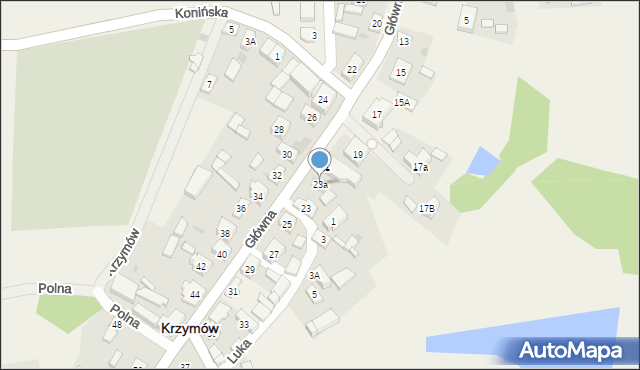 Krzymów, Główna, 23a, mapa Krzymów