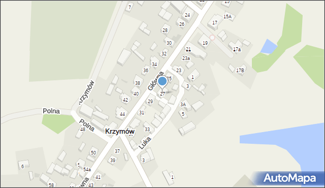 Krzymów, Główna, 27, mapa Krzymów