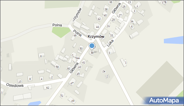 Krzymów, Główna, 39, mapa Krzymów