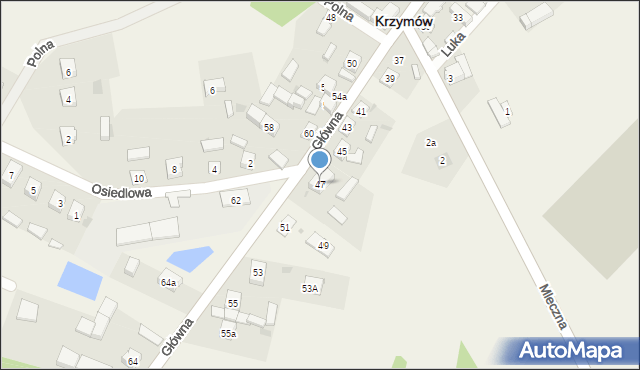 Krzymów, Główna, 47, mapa Krzymów