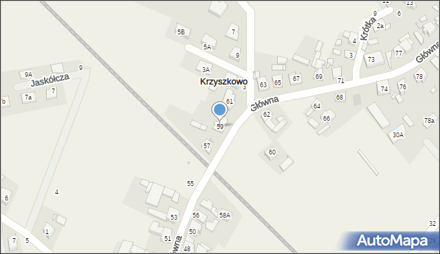 Krzyszkowo, Główna, 59, mapa Krzyszkowo