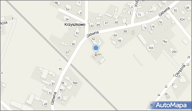 Krzyszkowo, Główna, 60, mapa Krzyszkowo