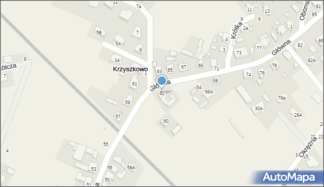 Krzyszkowo, Główna, 62, mapa Krzyszkowo