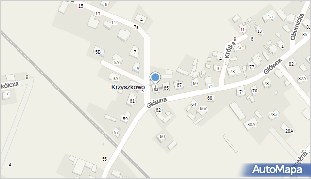 Krzyszkowo, Główna, 63, mapa Krzyszkowo