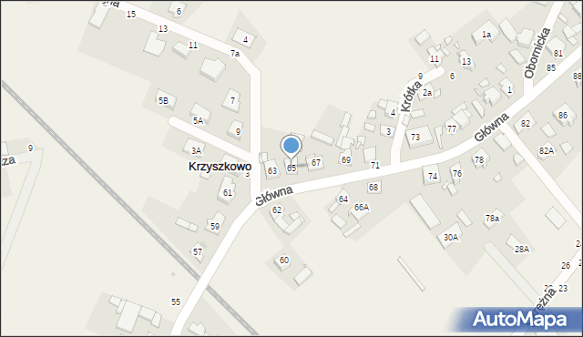 Krzyszkowo, Główna, 65, mapa Krzyszkowo