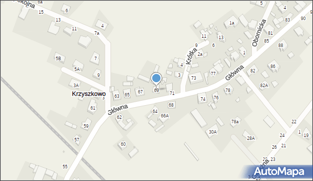 Krzyszkowo, Główna, 69, mapa Krzyszkowo