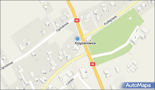 Krzyżanowice, Główna, 2, mapa Krzyżanowice