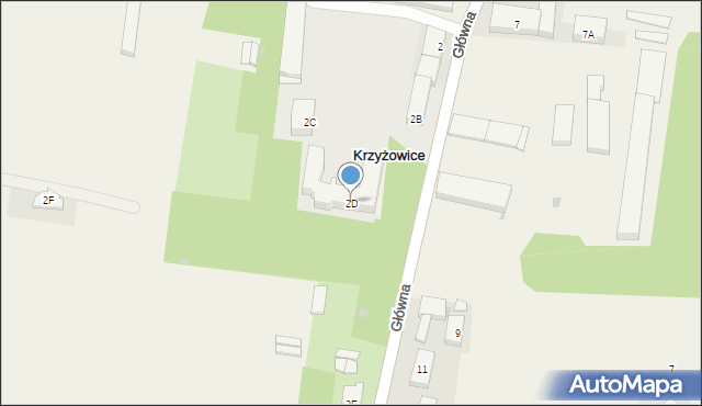 Krzyżowice, Główna, 2D, mapa Krzyżowice