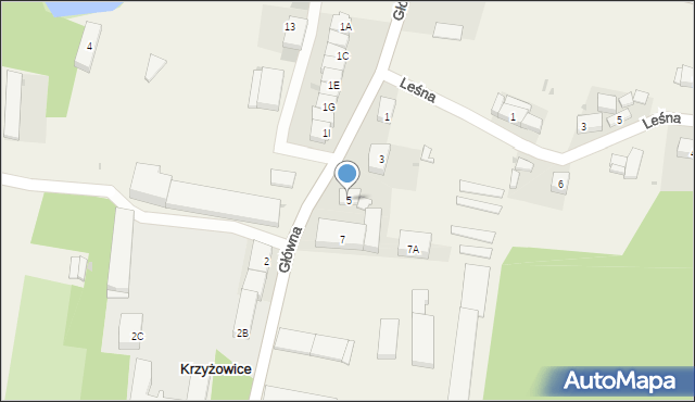 Krzyżowice, Główna, 5, mapa Krzyżowice