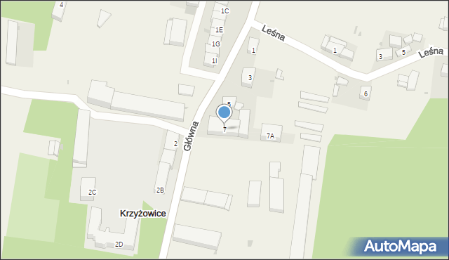 Krzyżowice, Główna, 7, mapa Krzyżowice