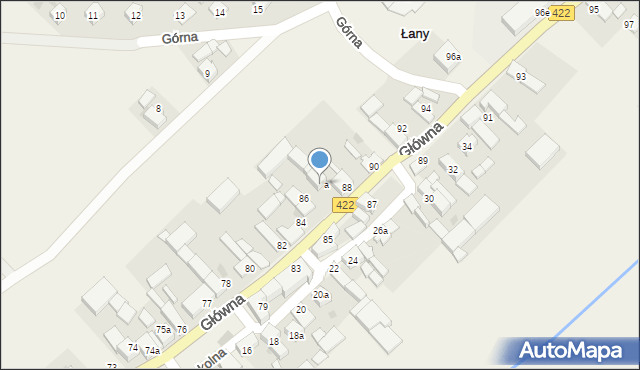 Łany, Główna, 86a, mapa Łany