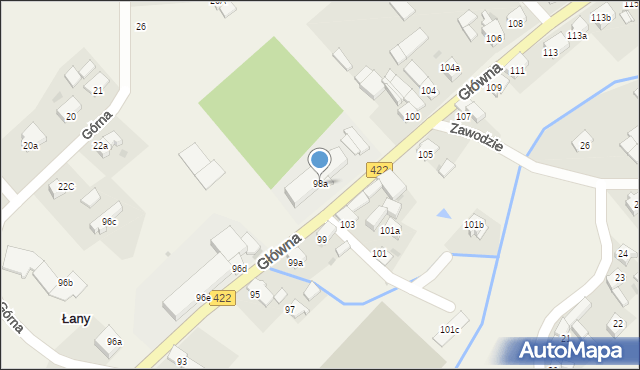 Łany, Główna, 98a, mapa Łany