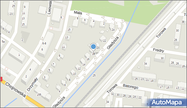 Legnica, Gładysza Bronisława, ks., 18, mapa Legnicy