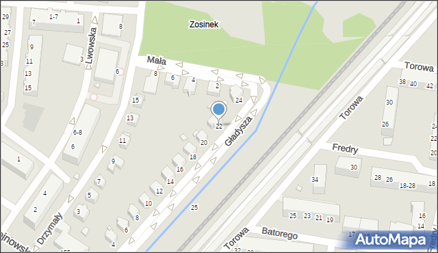 Legnica, Gładysza Bronisława, ks., 22, mapa Legnicy