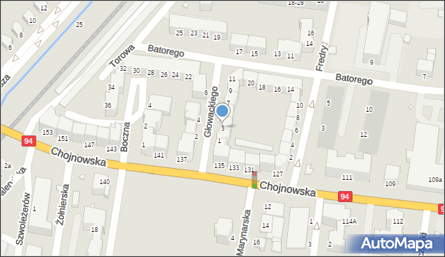 Legnica, Głowackiego Bartosza, 3, mapa Legnicy