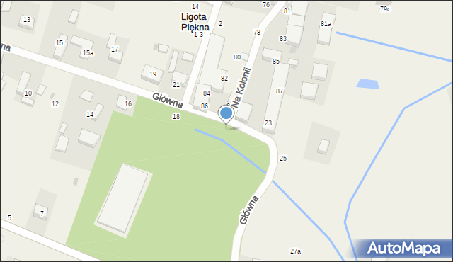 Ligota Piękna, Główna, 18, mapa Ligota Piękna