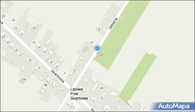 Lipowe Pole Skarbowe, Główna, 11, mapa Lipowe Pole Skarbowe