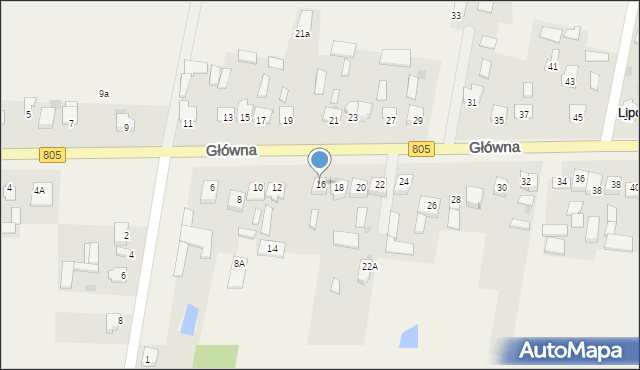 Lipówki, Główna, 16, mapa Lipówki