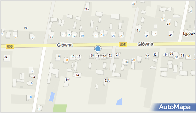 Lipówki, Główna, 18, mapa Lipówki